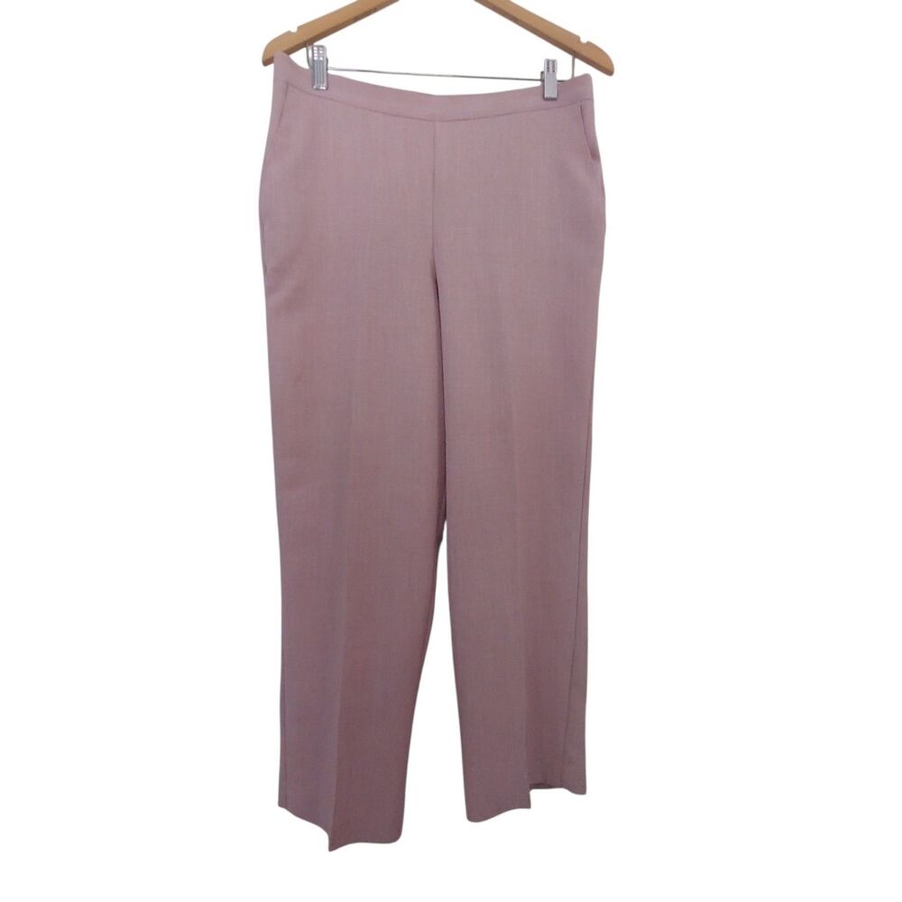 Alfred Dunner Pants Women 12 Mauve Pink Elastic Waist Straight Leg Polyester